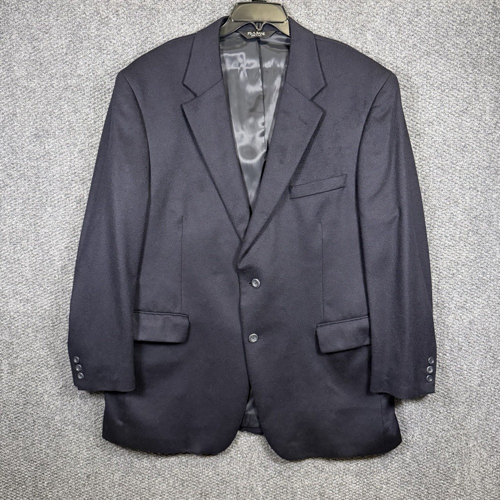 Jos A Bank Blazer Mens 46R Navy Blue 100% Cashmere 2 Button Sport Coat Lined